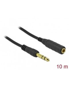 Delock Stereo Jack prodlužovací kabel 6,35 mm 3 pin samec na samici 10 m černý