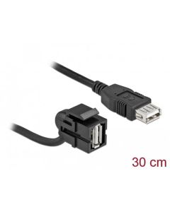 Delock Keystone modul USB 2.0 A samice 110° > USB 2.0 A samice s kabelem černá