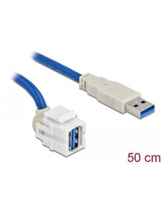 Delock Keystone modul USB 3.0 A samice 250° > USB 3.0 A samec s kabelem