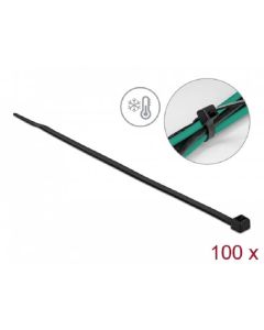 Delock Kabelový úvazek, odolný proti chladu, D 300 x Š 4,8 mm, černý, 100 ks