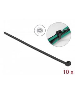 Delock Kabelový úvazek odolný proti ultrafialovému záření, D 1220 x Š 9,0 mm, černý, 10 ks