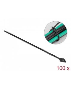 Delock Bleskový úvazek na opakované použití, D 200 x Š 2,4 mm, černá, 100 ks