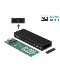 Delock Externí kombinované pouzdro USB Type-C™ pro M.2 NVMe PCIe nebo pro SATA SSD