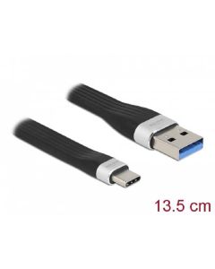 Delock USB 3.2 Gen 2, FPC plochý stuhový kabel, USB Typ-A na USB Type-C™, 13,5 cm, PD 3 A