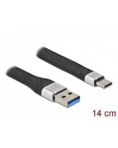 Delock USB 3.2 Gen 2, FPC plochý stuhový kabel, USB Typ-A na USB Type-C™, 14 cm, PD 3 A
