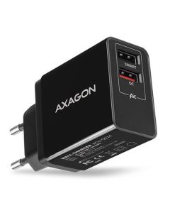 AXAGON ACU-QS24, QUICK a SMART nabíječka do sítě, 2x USB port QC3.0/AFC/FCP + 5V-1.2A, 24W