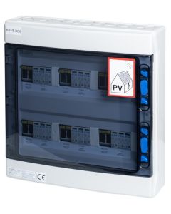 Solarmi DC6 osazený rozvaděč pro fotovoltaiku, 6x svodič, 6x odpojovač, pojistky