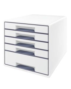 LEITZ Zásuvkový box  WOW CUBE, 5 zásuvek, bílá/šedá