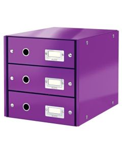 LEITZ Zásuvkový box  Click&Store, 3 zásuvky, purpurová