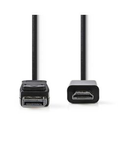 Nedis CCGB37100BK20 - DisplayPort - HDMI Kabel | DisplayPort Zástrčka - HDMI Konektor |4K@30Hz|2 m| Černá barva