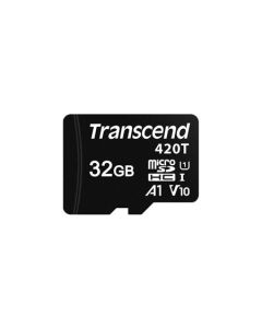 Transcend 32GB microSDHC420T UHS-I U1 (Class 10) V10 A1 3K P/E paměťová karta, 95MB/s R, 70MB/s W, černá, tray balení