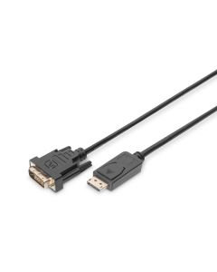 DIGITUS DisplayPort adaptérový kabel DP - DVI (24+1) M/M, 3,0 m, s blokováním, kompatibilní s DP 1.1a, CE
