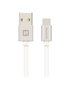 Swissten Datový Kabel Textile Usb / Usb-C 1,2 M Stříbrný