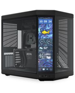 HYTE skříň Y70 Touch Infinite Pitch Black / 14,9" dotykový displej / levé a přední sklo / Riser PCIe 4.0 / bez zdroje