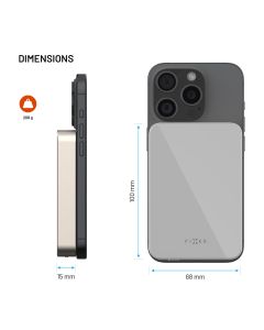Powerbanka FIXED MagZen 10 Crystal s bezdrátovým nabíjením se standardem Qi2 a podporou MagSafe, 10 000 mAh, titanová