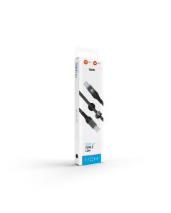 Nabíjecí a datový kabel FIXED s displejem s konektory USB-C/USB-C a podporou PD, 1.2m, USB 2.0, 100W, černý
