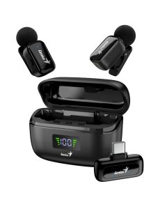 GENIUS duální bezdrátový mikrofon MIC-S900/ pro kreativce/ USB-C/ nabíjecí/ černý