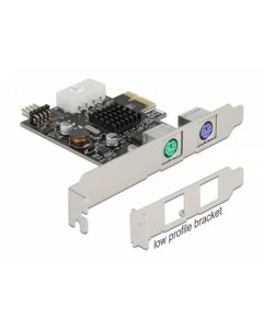 Delock PCI Express x1 Karta na 2 PS/2 a USB pinový konektor - Low Profile