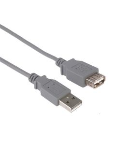 PremiumCord USB 2.0 kabel prodlužovací, A-A, 2m, šedá