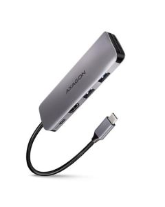 AXAGON HMC-5 SUPERSPEED USB-C combo 5in1 hub, stříbrná