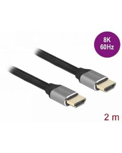 Delock Ultra vysokorychlostní HDMI kabel, 48 Gbps, 8K 60 Hz, šedá 2 m certifikovaný
