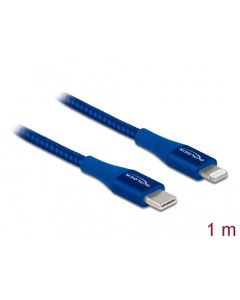 Delock Datový a nabíjecí kabel USB Type-C™ na Lightning™ pro iPhone™, iPad™ a iPod™ modrý 1 m MFi