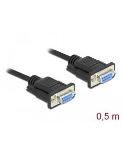 Delock Serial Cable RS-232 D-Sub 9 female to female null modem with narrow plug housing - Full Handshaking - 0.5 m