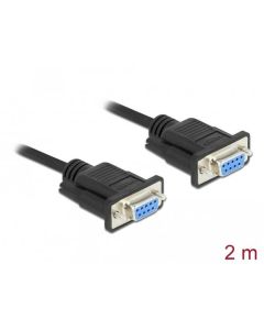 Delock Serial Cable RS-232 D-Sub 9 female to female null modem with narrow plug housing - Full Handshaking - 2 m