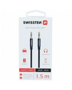 SWISSTEN AUDIO KABEL TEXTILE JACK - JACK 1,5 M ČERNÝ