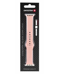 SWISSTEN REMÍNEK PRO APPLE WATCH SILIKONOVÝ 38-40 mm PÍSKOVE RUŽOVÝ