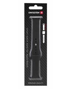 SWISSTEN REMÍNEK PRO APPLE WATCH SILIKONOVÝ 42-44 mm CERNÝ