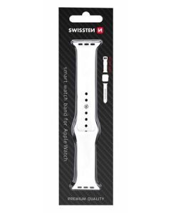 SWISSTEN REMÍNEK PRO APPLE WATCH SILIKONOVÝ 42-44 mm BÍLÝ