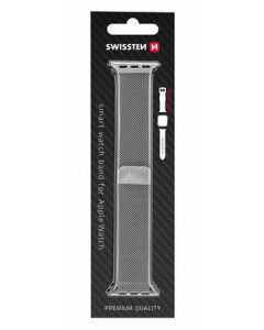SWISSTEN REMÍNEK PRO APPLE WATCH MILÁNSKÝ TAH 38-40 mm STRÍBRNÝ