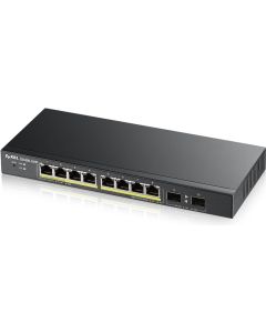 Zyxel GS1900-10HP v2, 10-port Desktop Gigabit Web Smart switch: 8x Gigabit metal + 2x SFP, IPv6, 802.3az (Green), PoE