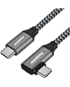 PremiumCord USB-C zahnutý kabel ( USB 3.2 GEN 2x2, 5A, 100W, 20Gbit/s ) 2m hliníkové krytky konektorů, bavlněný oplet