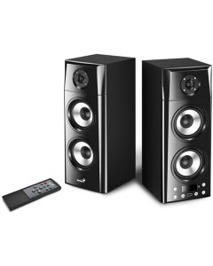 Genius SP-HF2800 BT, Reproduktory, 2.0, 60W, Bluetooth, TWS technologie, dřevěné, USB, dálkové ovládání, černé