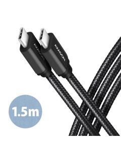 AXAGON BUCM3-CM15AB, SPEED kabel USB-C <-> USB-C, 1.5m, USB 3.2 Gen 1, PD 60W 3A, ALU, oplet, černý