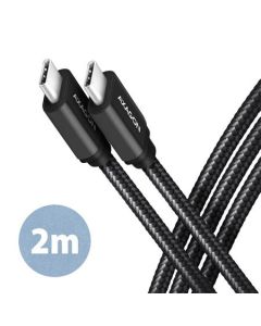 AXAGON BUCM3-CM20AB, SPEED kabel USB-C <-> USB-C, 2m, USB 3.2 Gen 1, PD 60W 3A, ALU, oplet, černý