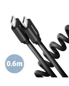 AXAGON BUCM-CM10TB, TWISTER kabel USB-C <-> USB-C, 0.6m, USB 2.0, PD 60W 3A, ALU, tpe, černý