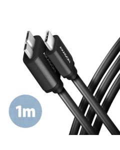 AXAGON BUMM3-CM10AB, SPEED kabel Micro-B USB <-> USB-C, 1m, USB 3.2 Gen 1, 3A, ALU, tpe, černý