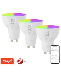 IMMAX NEO SMART sada 3x LED žárovka GU10 4,8W RGB+CCT barevná a bílá, stmívatelná, Zigbee, TUYA