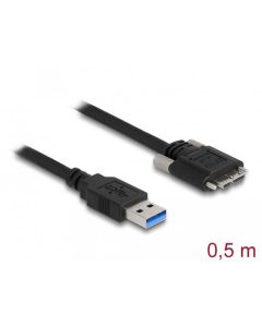 Delock Kabel USB 3.0 Typ-A samec na Typ Micro-B samec se šroubky 0,5 m