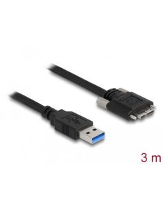 Delock Kabel USB 3.0 Typ-A samec na Typ Micro-B samec se šroubky 3 m
