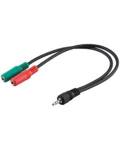 PremiumCord Adaptér 4pólový jack3,5mm pro sluchátka a mikrofon, 30cm