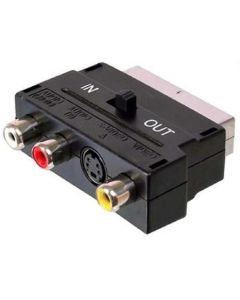PremiumCord Adapter SCART-3x cinch + S-video s přepínačem IN/OUT