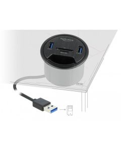 Delock 2 Port Tisch-Hub 2 x SuperSpeed USB Typ-A und Card Reader für SD und Micro