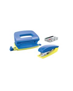 LEITZ Set mini sešívačky a děrovačky  UrbanChic, modrá