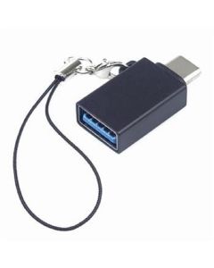 PremiumCord Adaptér USB-C male - USB3.0 A female, OTG, černý s očkem na zavěšení