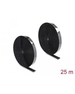 Delock Vysoce spolehlivý pásek na suchý zip, samopřilnavý, D 25 m x Š 25 mm, černý