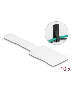 Delock Miniaturní držák kabelů na suchý zip D 90 mm x Š 24 mm samolepicí, 10 ks, bílá